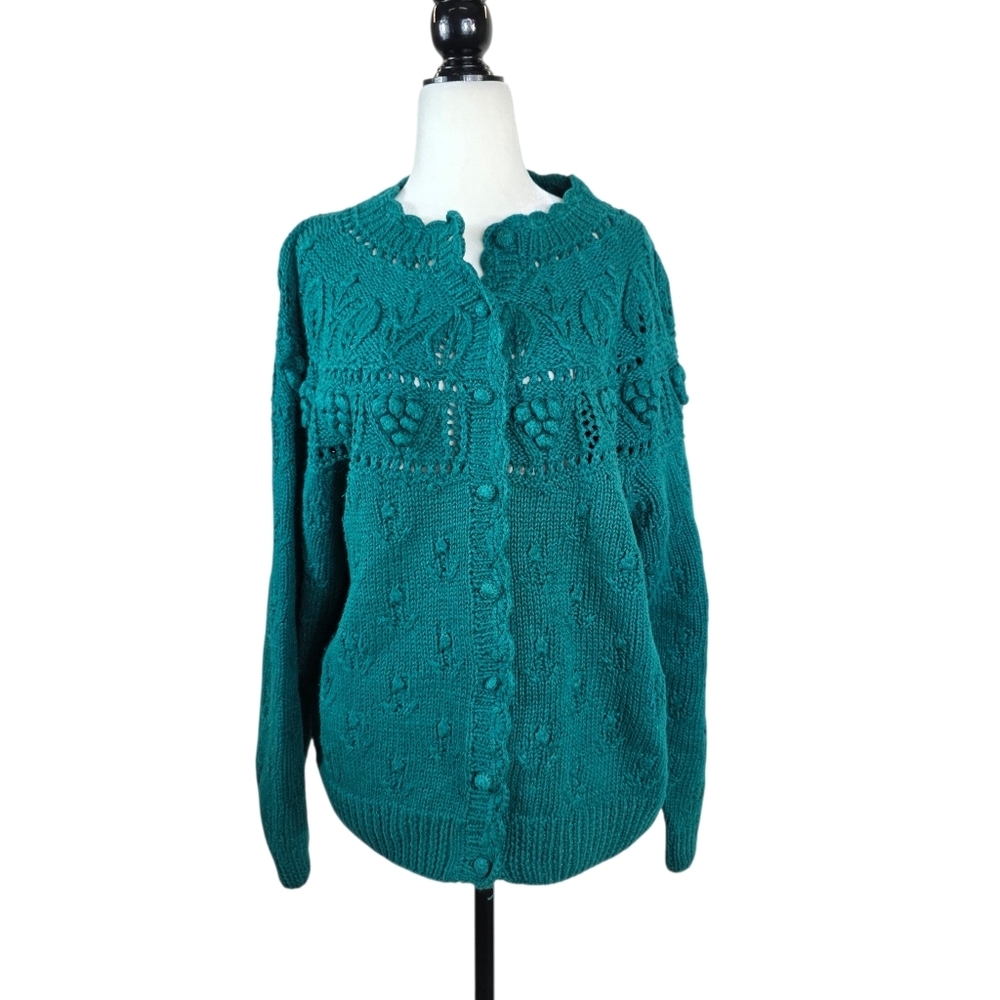 Cape Isle Knitters Hand knitted Vintage  Ramie & cotton bobble jacket/ cardigan